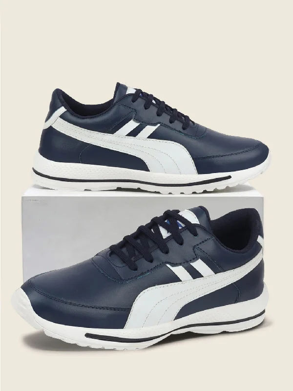 men casual shoes for weekend wear-Men casual shoes for spring and summerMen Navy Blue Casual Outfit Lace Up Sneakers