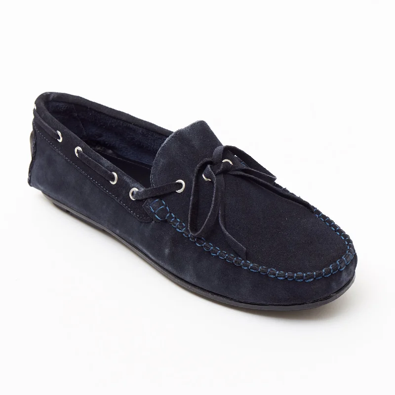 men casual shoes with shock absorption-Classic slip-on shoes for menMens Suede Casual Slip On Shoes - 4611-L_Navyblue