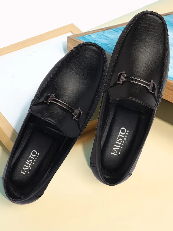 men casual shoes lightweight-Men casual shoes for everyday wearBasics Men Black Horsebit Buckle Premium Slip On Casual Loafers and Moccasin Shoes