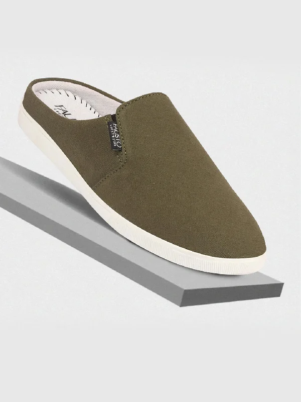 men casual shoes for travel-Men stylish loafers for casual wearMen Olive Green Casual Canvas Slip-On Shoes