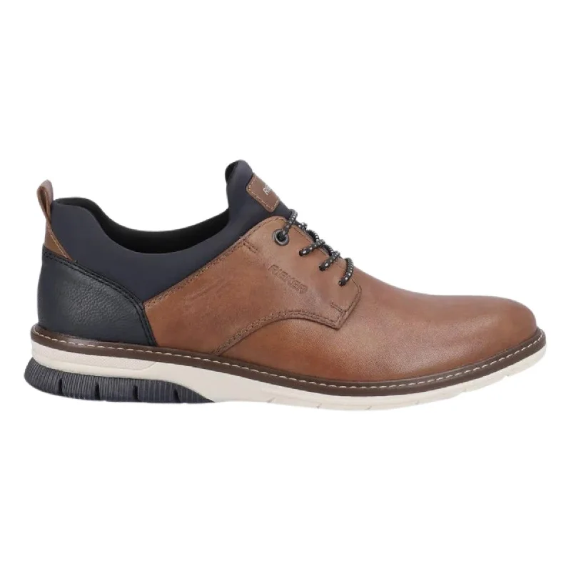 men casual shoes with non-slip sole-Trendy men shoes for casual FridaysRieker Men's 14454-22 Dustin Cognac/Navy Leather