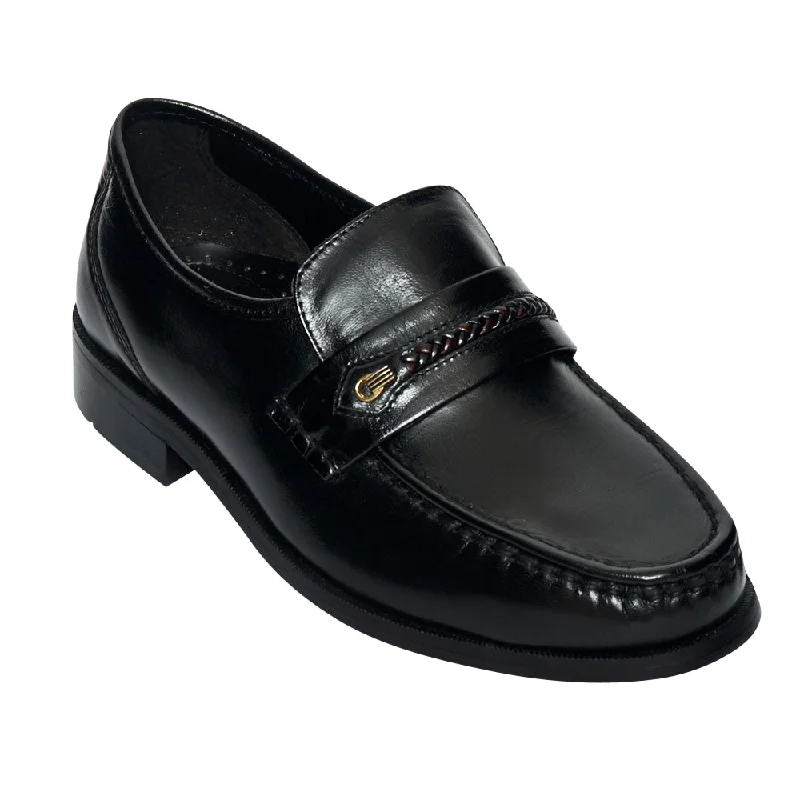 men casual shoes with cushioned heel-Comfortable casual slip-on shoes for menMens Leather Formal Casual Shoes- Bartan-2_Black