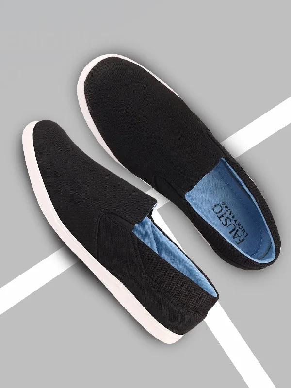 men casual shoes trendy-Comfortable sneakers for men in neutral colorsMen Black Casual Canvas Slip-On Shoes