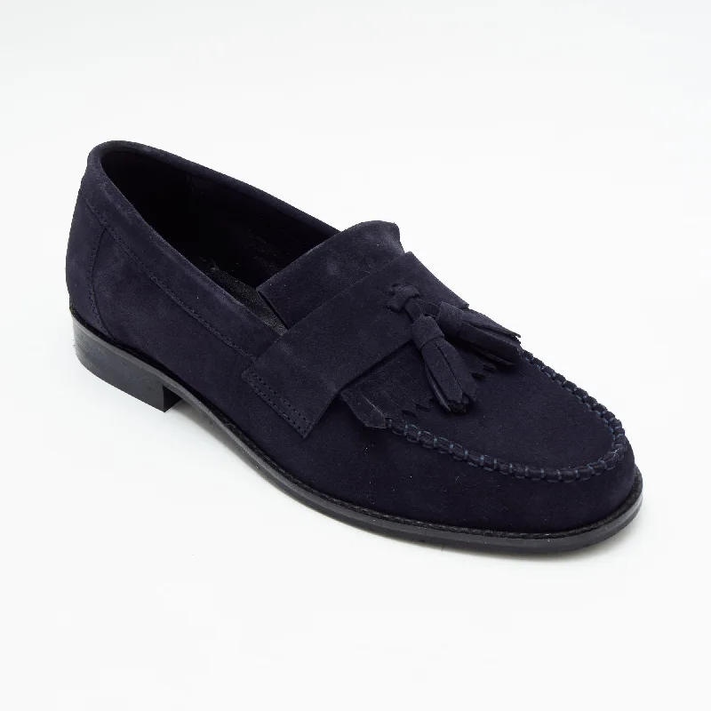 men casual shoes in dark brown-Stylish casual loafers for menMens Formal Moccasin Shoes 17999_Navy Blue Suede