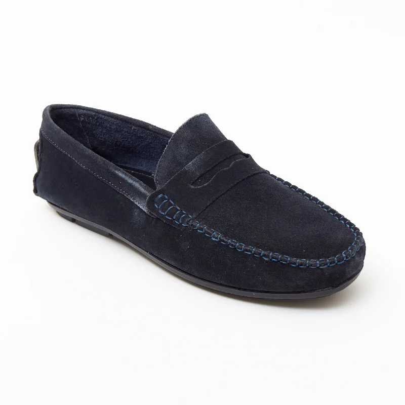 men casual shoes with memory foam footbed-Versatile men casual shoesMens Suede Casual Slip On Shoes - 4611-S_Navyblue