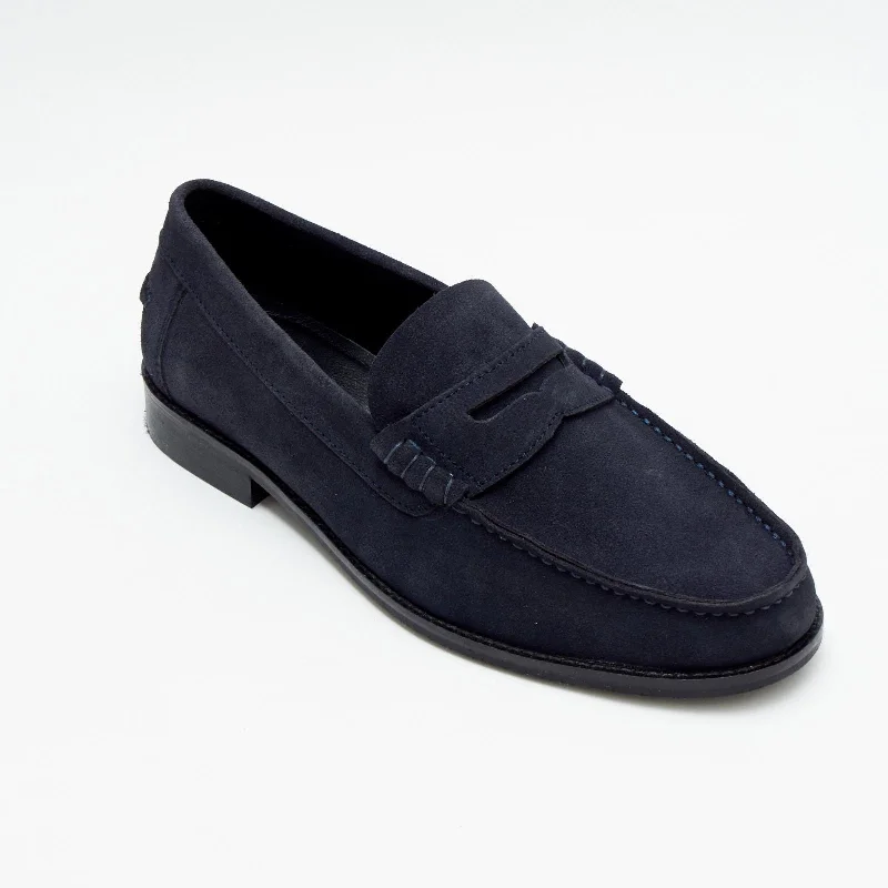 men casual shoes with lace-up design-Men casual shoes with arch cushioningMens Suede Casual Slip On Shoes - 17925_Navyblue Suede