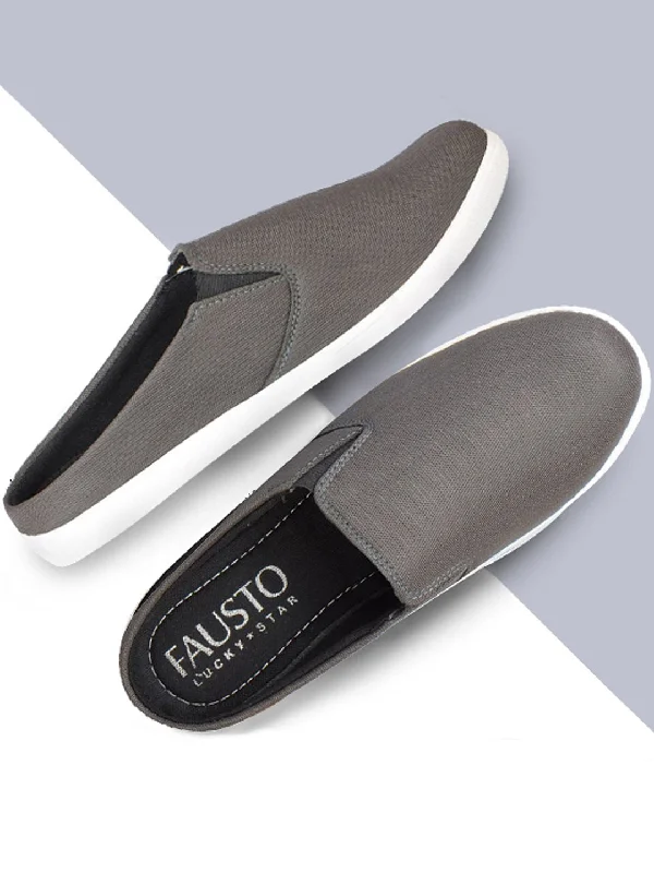 men casual shoes with flexible sole-Comfortable casual shoes for long-term wearMen Grey Casual Canvas Slip-On Shoes