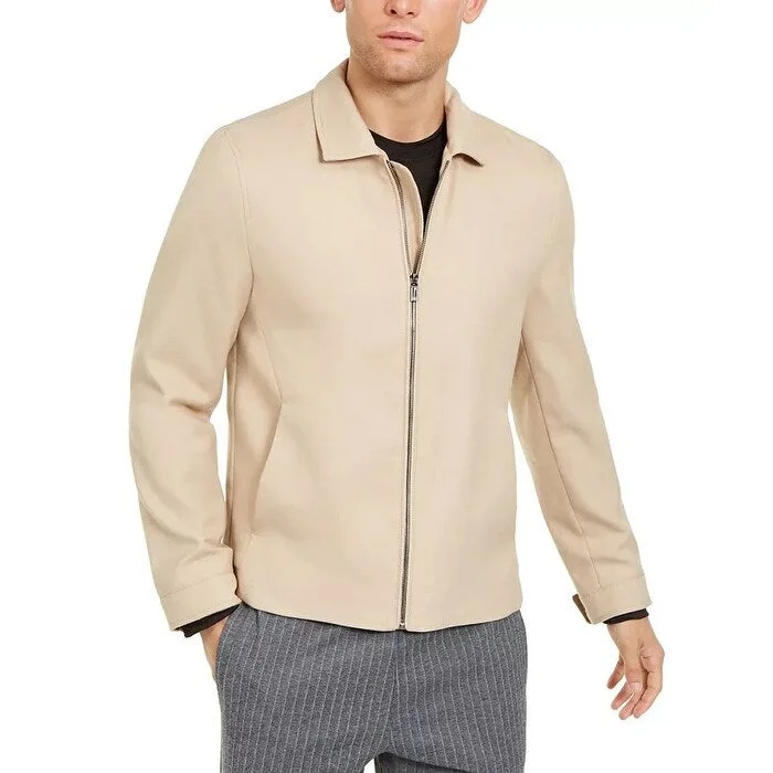 men clothing casual chinos-Alfani Men's Full-Zip Jacket Lt Beige Size Large