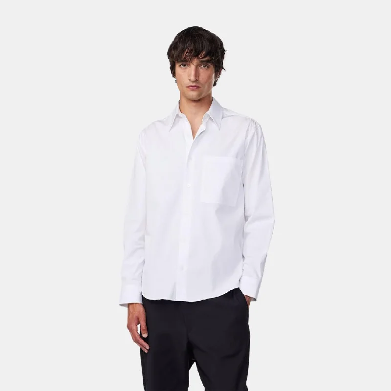 men clothing long sleeve shirt-Quinn 5409 Relaxed Cotton Lightweight Shirt (White)