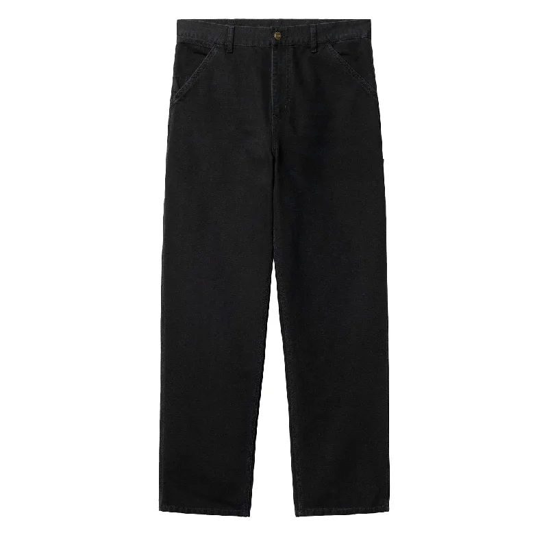 men clothing vintage t-shirt-Carhartt WIP Single Knee Pant Black Aged Canvas