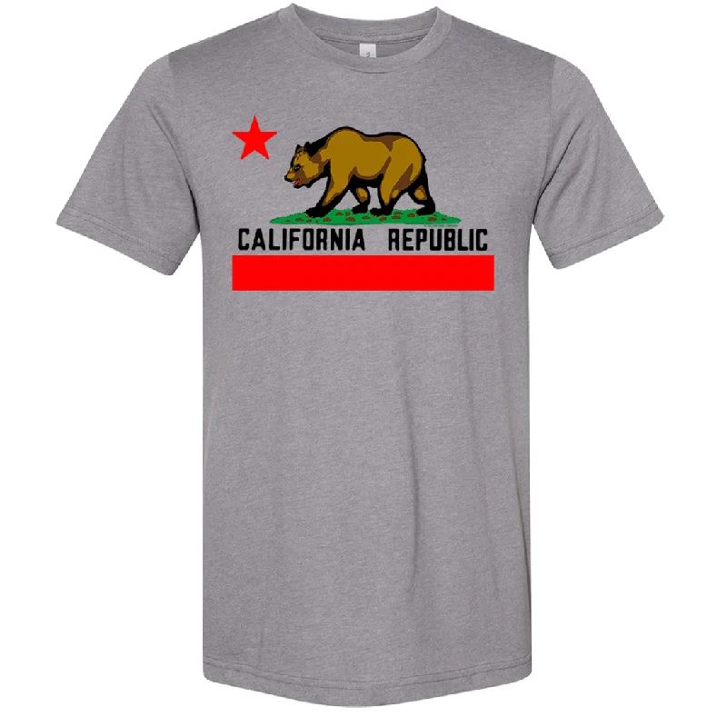 men clothing plaid pants-California Republic Borderless Bear Flag Black Text Asst Colors Sueded Tee