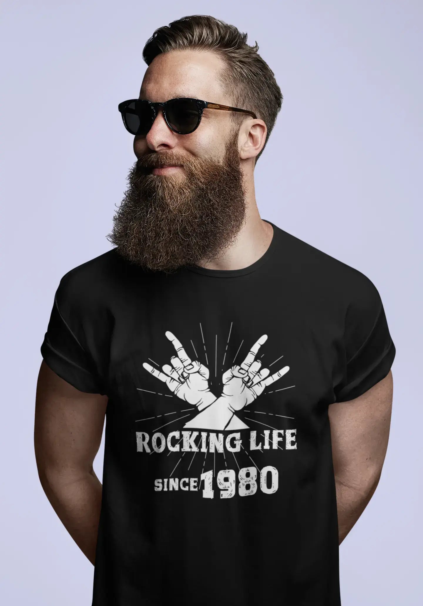 men clothing casual jacket-Rocking Life Since 1980 Men's T-shirt Black Birthday Gift 00419