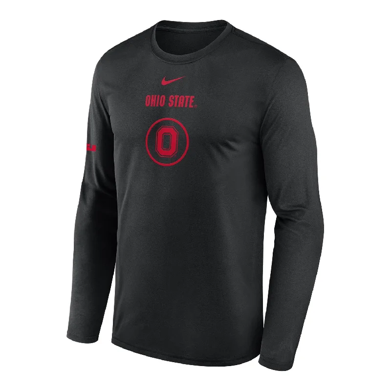 men clothing stylish outerwear-Ohio State Buckeyes Nike Practice Block O Long Sleeve Black T-Shirt