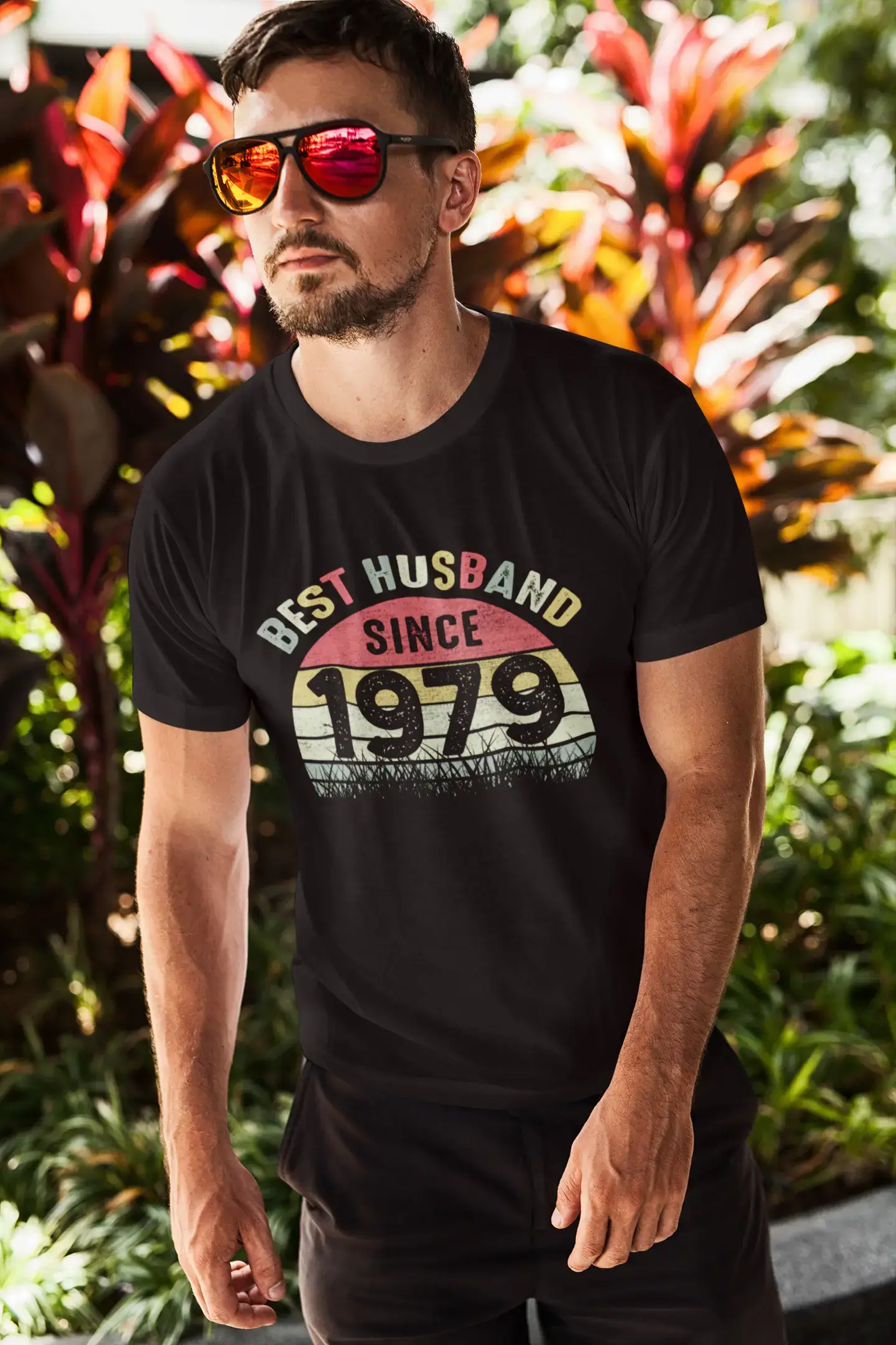 men clothing slim fit pants-ULTRABASIC Men's T-Shirt Best Husband since 1979 - Retro 42nd Marriage Anniversary Gift for Him