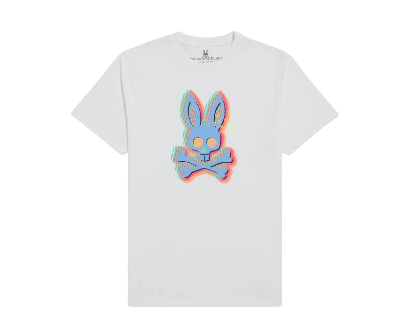 men clothing vintage t-shirt-Psycho Bunny Ethan Deco Bunny White Men's Tee Shirt B6U109S1PC-WHT