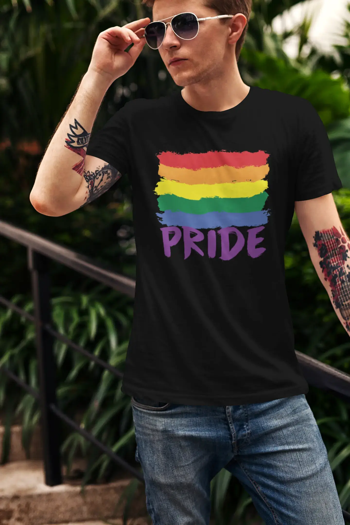 men clothing sweater vest-Men's Graphic T-Shirt LGBT Pride Deep Black