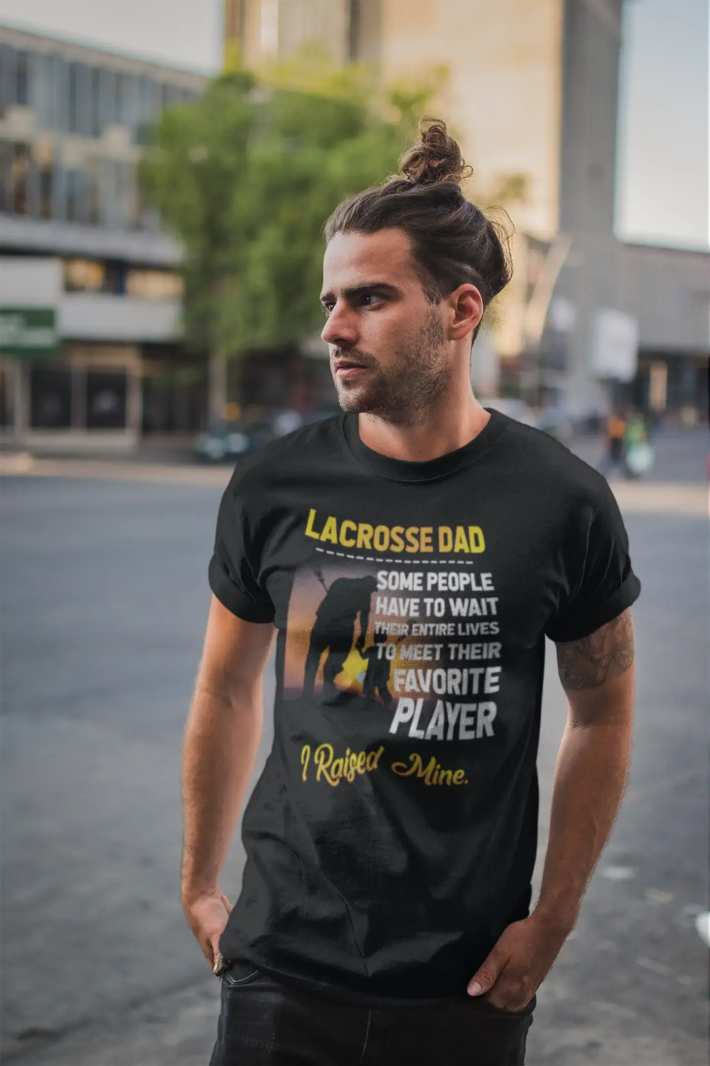 men clothing summer jacket-ULTRABASIC Men's Graphic T-Shirt Lacrosse Dad - I Raised Mine