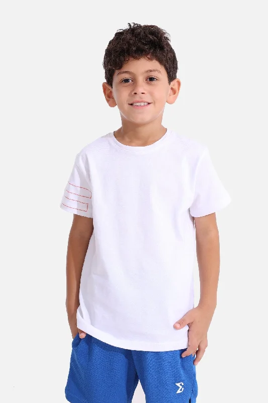 men clothing camo jacket-Kids White Basic SF Cotton T-Shirt