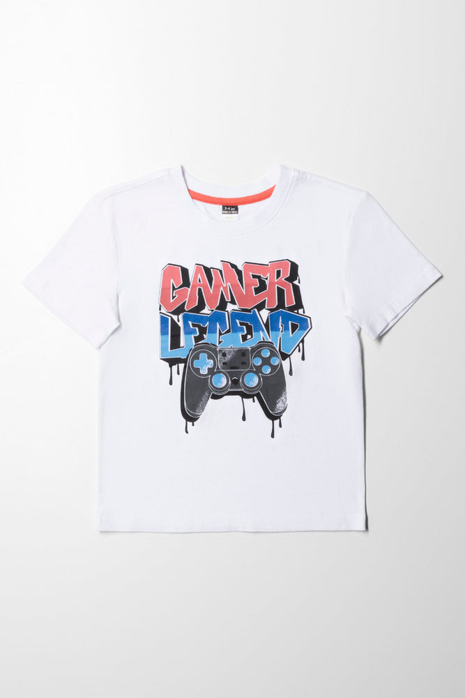 men clothing camo jacket-Gamer Short Sleeve T-Shirt White