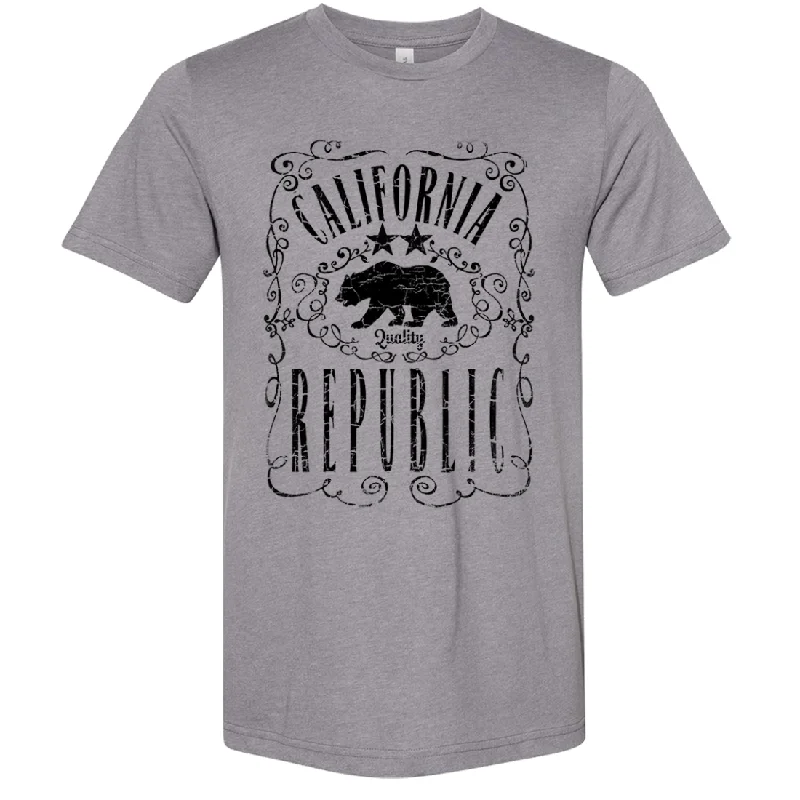 men clothing formal dress shirt-California Republic JD Whiskey Black Print Asst Colors Sueded Tee