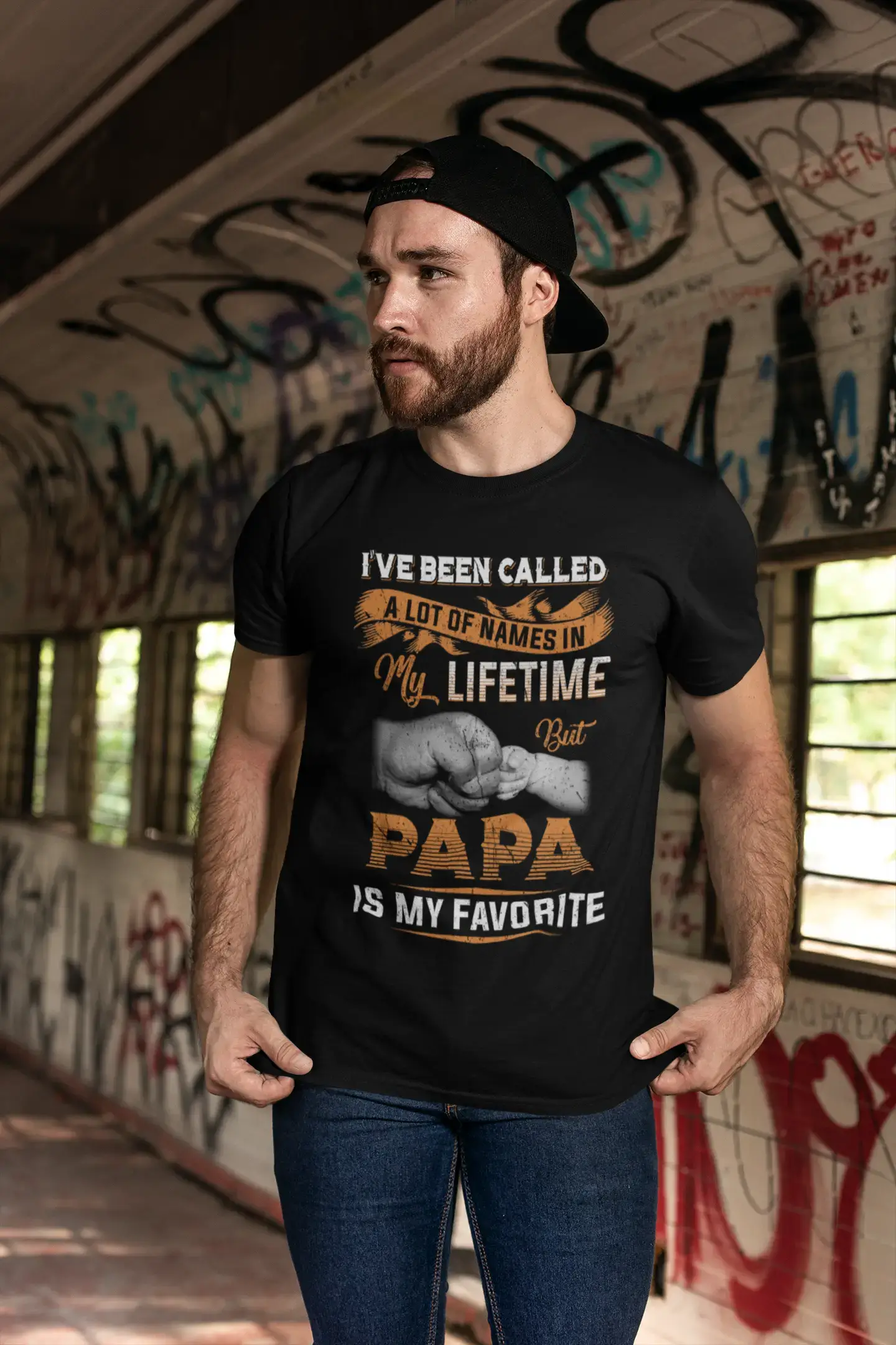 men clothing classic suit-ULTRABASIC Men's Graphic T-Shirt Papa Is My Favorite Name - Family Love