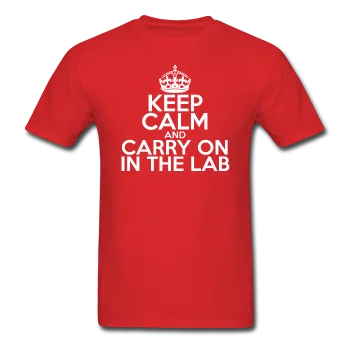 men clothing business suit-"Keep Calm and Carry On in the Lab" (white) - Men's T-Shirt