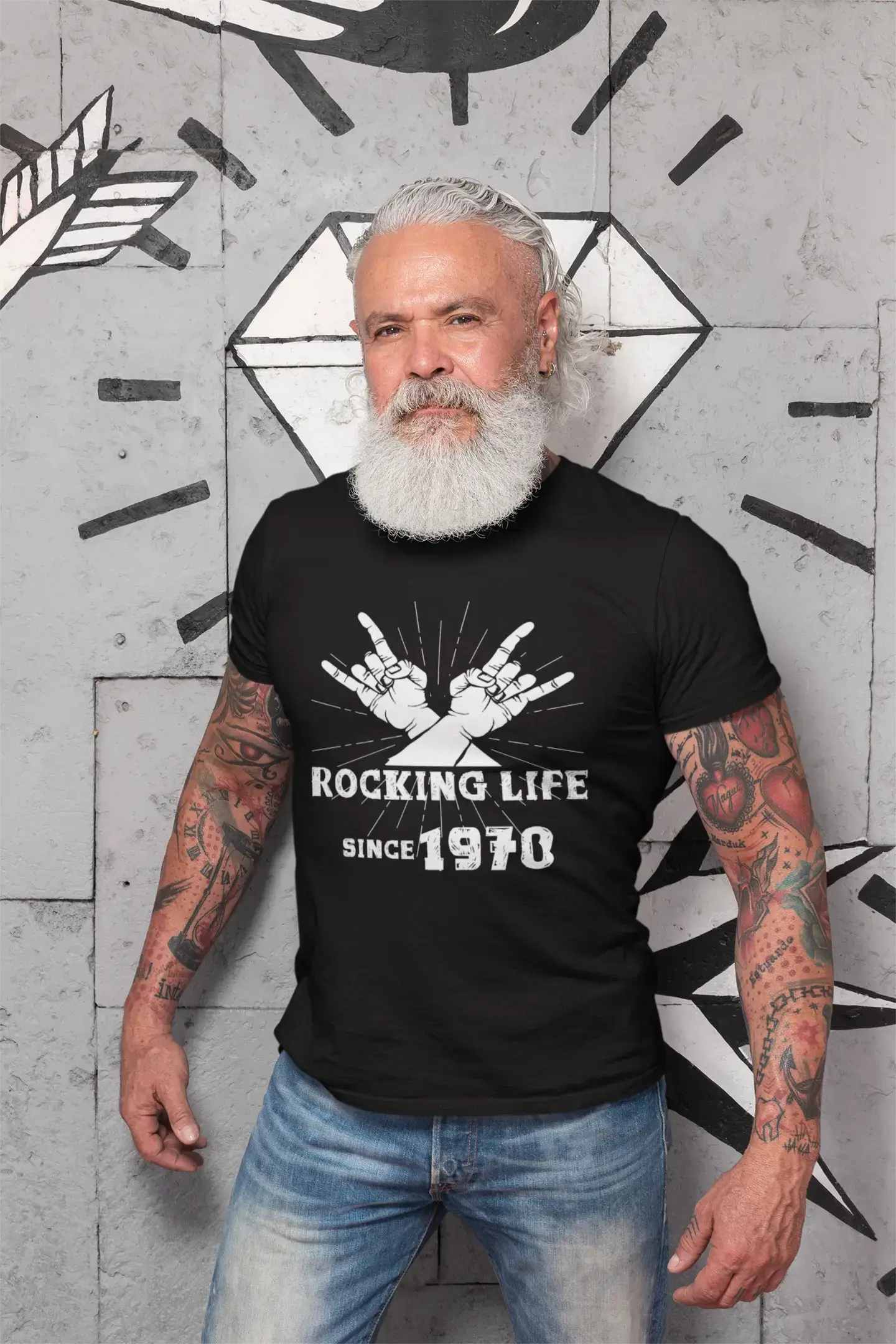 men clothing khaki pants-Rocking Life Since 1970 Men's T-shirt Black Birthday Gift 00419