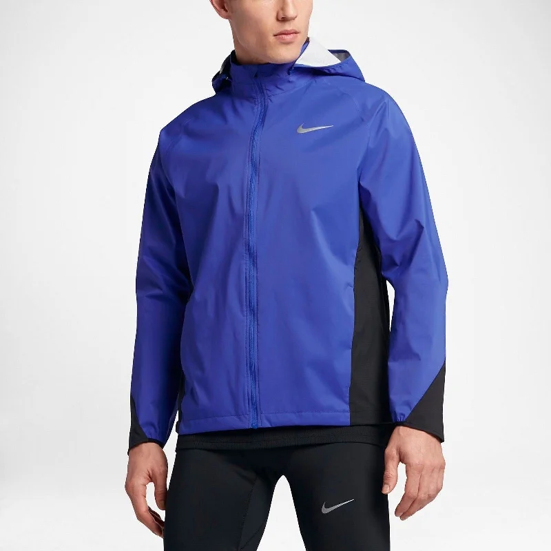 men clothing slim-fit jeans-Nike Men's Shield Running Jacket Paramount Blue 2-Extra Large