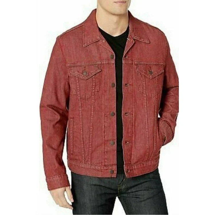 men clothing oversized hoodie-Levi's Men's Denim Trucker Jacket Red Size Small