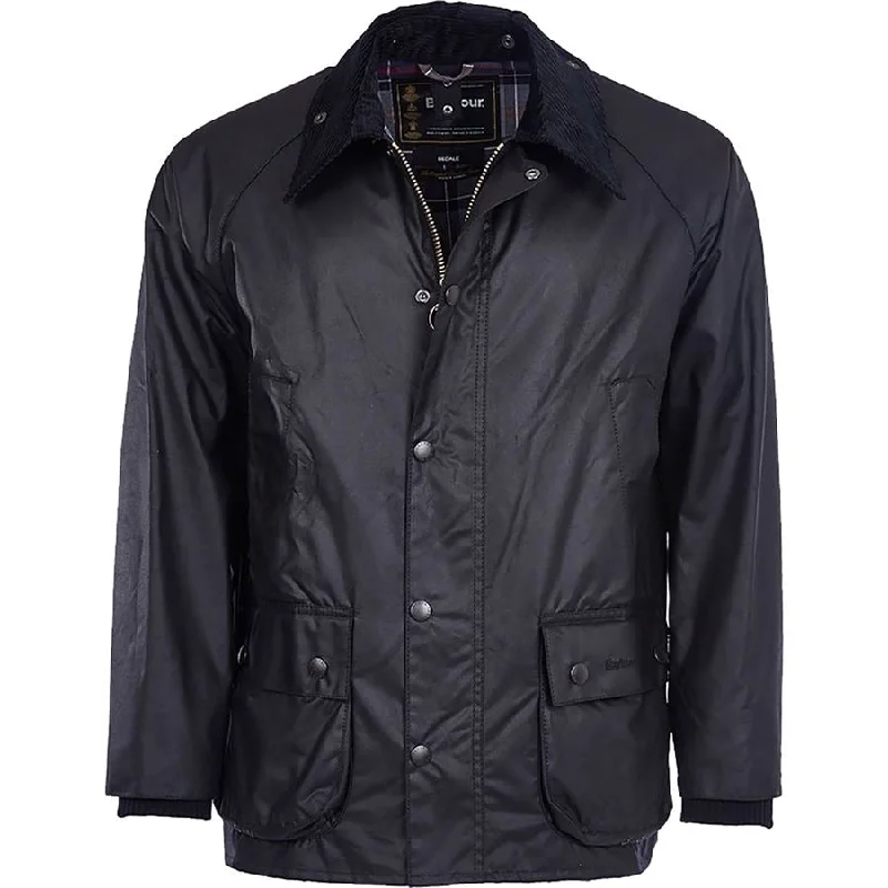 men clothing sporty jacket-Barbour Bedale Men's Waxed Jacket Black Size 46