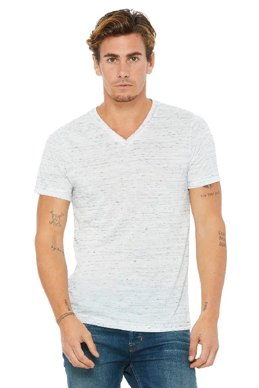 men clothing short sleeve t-shirt-Bella + Canvas Mens Jersey Short Sleeve V-Neck T-Shirt - White Marble