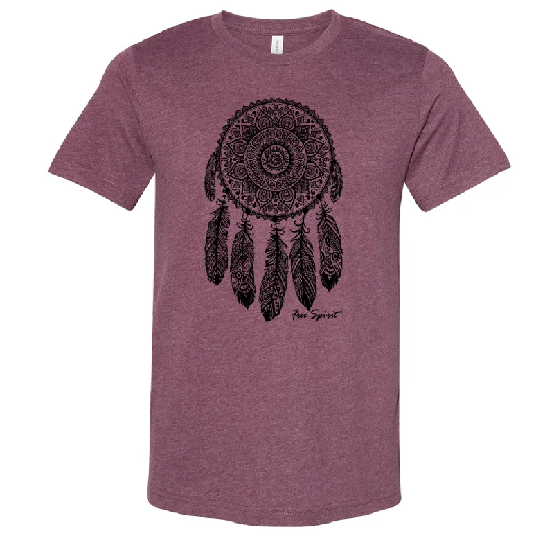 men clothing business suit-Native American Dreamcatcher Free Spirit Black Asst Colors Sueded Tee