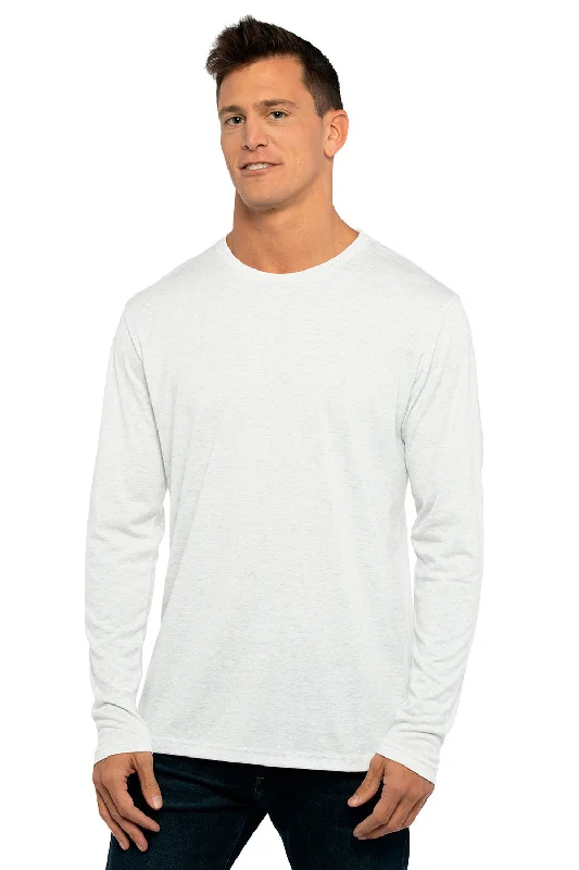 men clothing oversized hoodie-Next Level Mens Jersey Long Sleeve Crewneck T-Shirt - Heather White