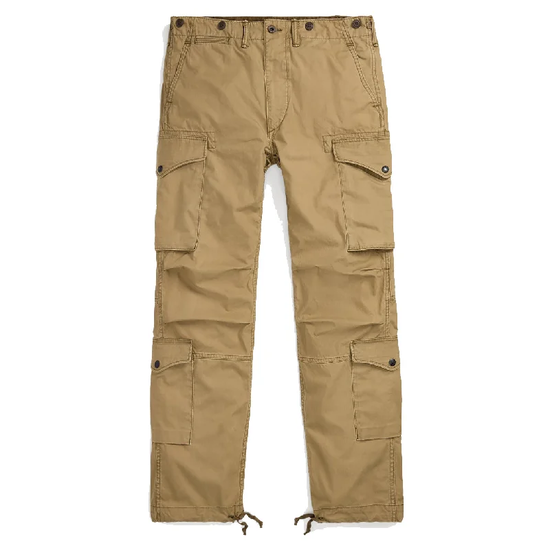 men clothing casual trousers-RRL by Ralph Lauren Regiment Poplin Cargo Trouser Dark Khaki