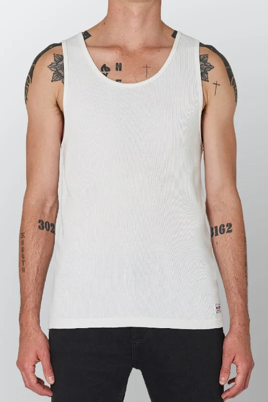 men clothing winter coat-ROLLAS Mens Trade Rib Tank - Vintage White