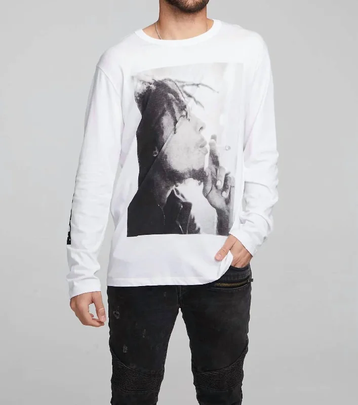 men clothing formal wear-Bob Marley Smoke Tee In White