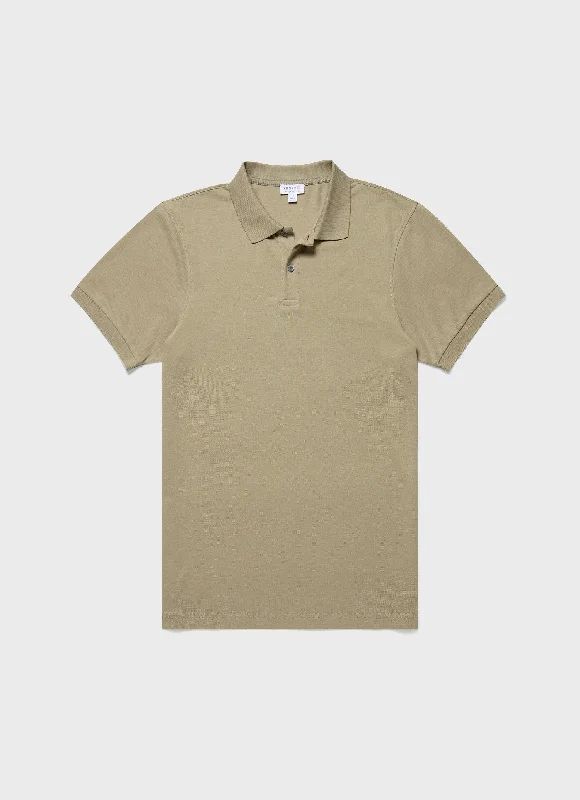 men clothing basic white shirt-Men's Piqué Polo Shirt in Pale Khaki