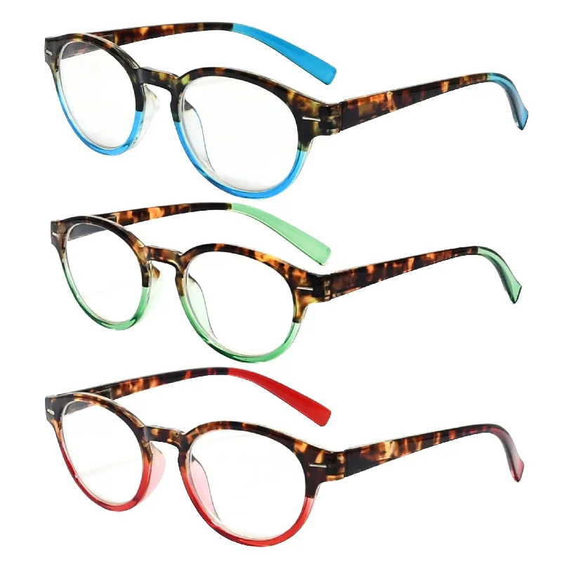 3 Pack Stylish Elegant Oval Round Reading Glasses R091D