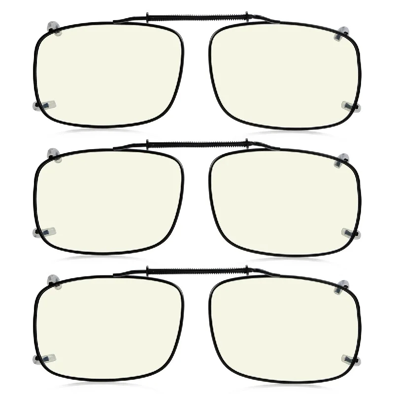 3 Pack Wide Clip on Blue Light Filter Glasses C60 (58MMx38MM)