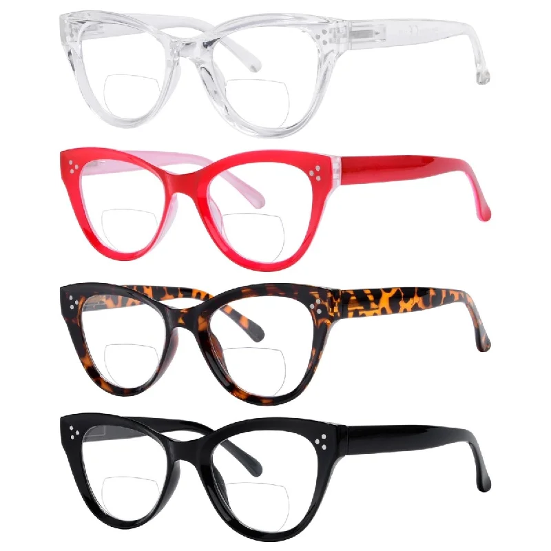 4 Pack Fashionable Thicker Frame Bifocal Reading Glasses BR9108