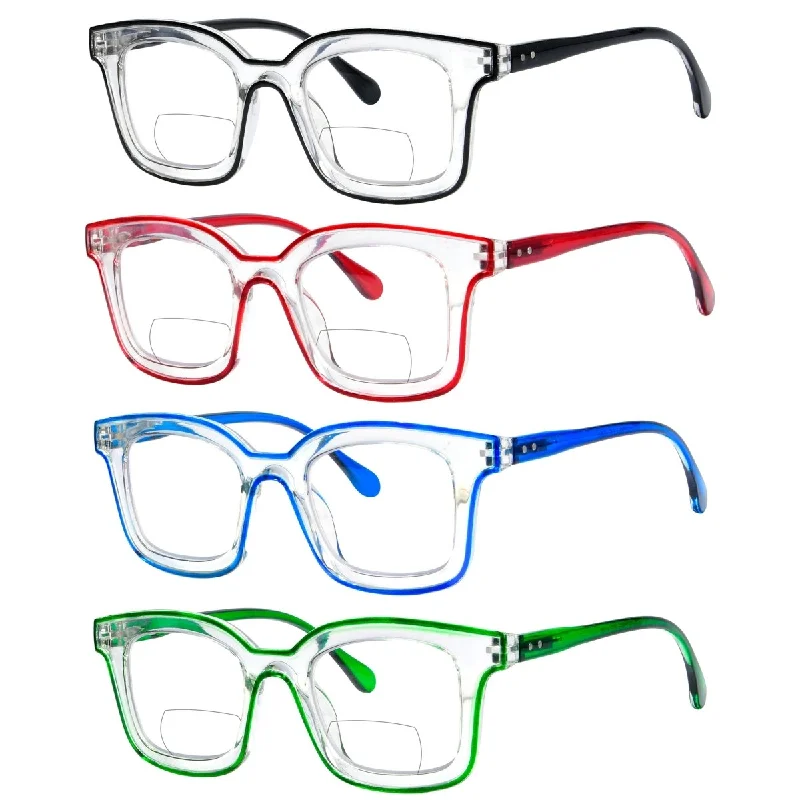 4 Pack Double Color Frame Bifocal Reading Glasses BR2105