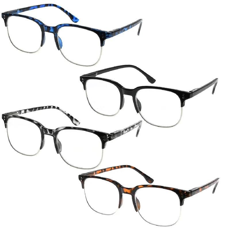 4 Pack Fashion Half Rim Reading Glasses R9114