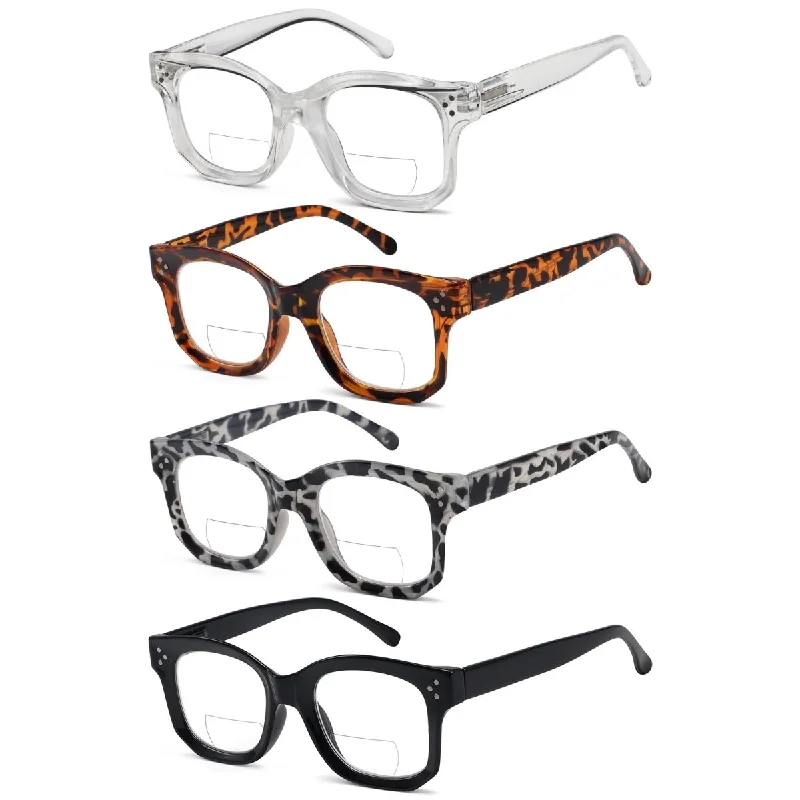 4 Pack Modern Thicker Frame Bifocal Reading Glasses BR2002