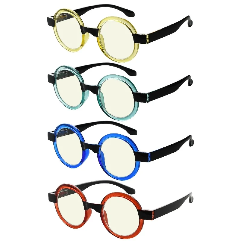 Eyeglasses Vintage Round Blue Light Filter 4 Pack UVR2007C