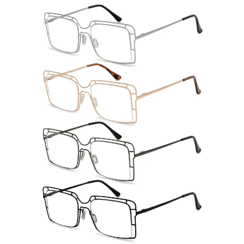 4 Pack Thin Metal Hollow Frame Reading Glasses R2301