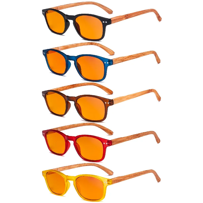 5 Pack Blue Light Blocking Glasses Orange Tinted Lens DS034