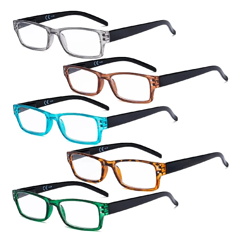 5 Pack Cute Rectangle Reading Glasses R012N