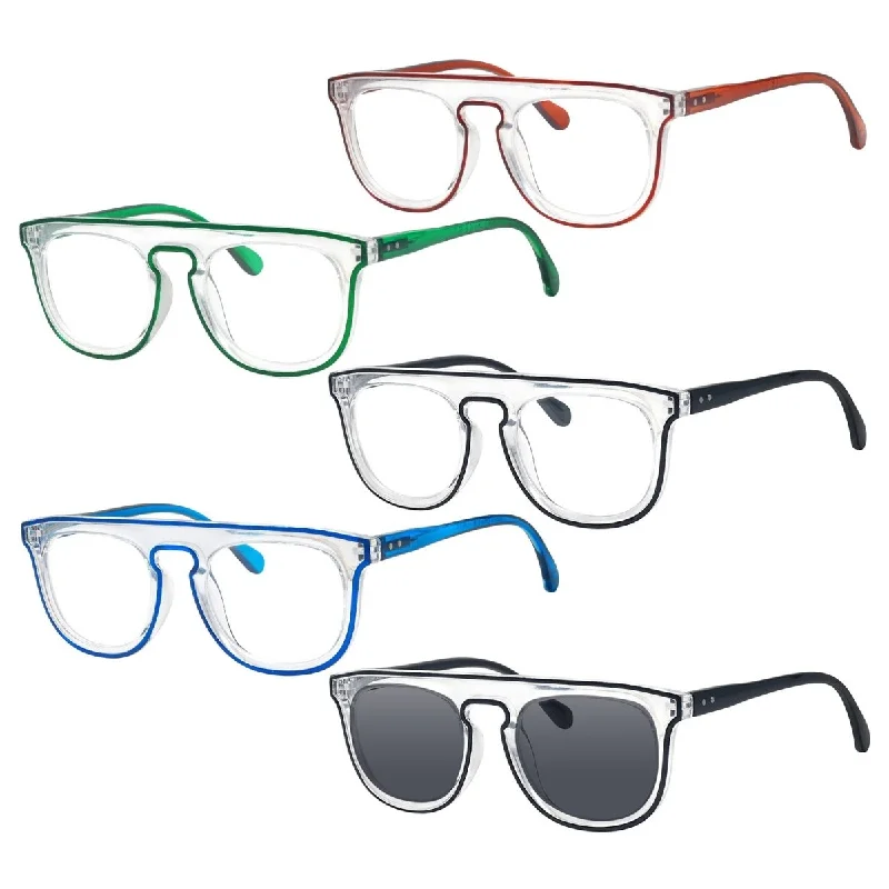 5 Pack Double Color Stylish Reading Glasses R2122