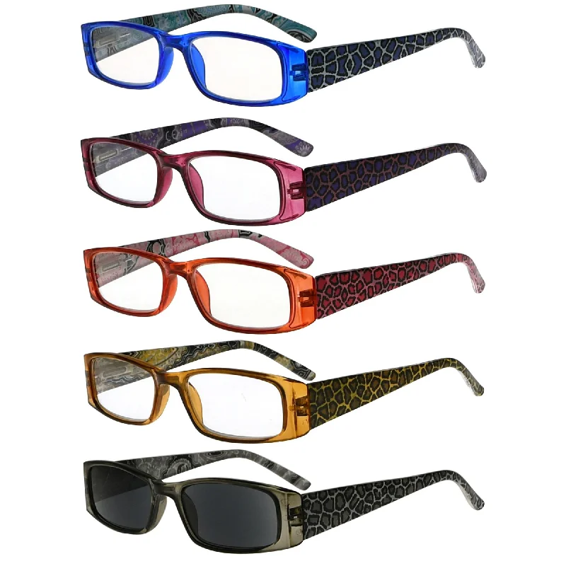 5 Pack Leopard Fashion Reading Glasses R006A