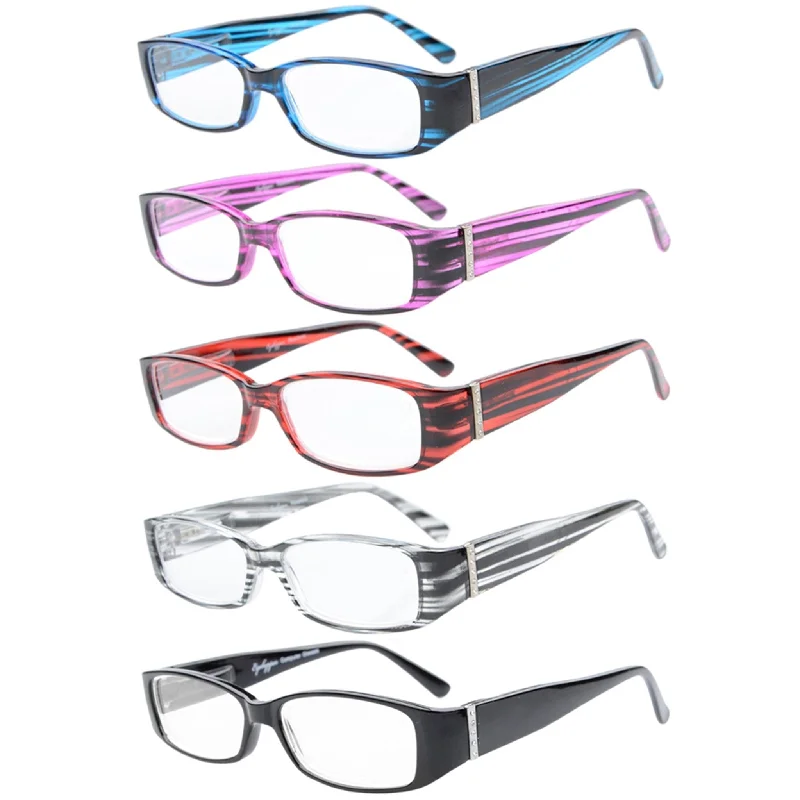 5 Pack Reading Glasses with Crystal R081